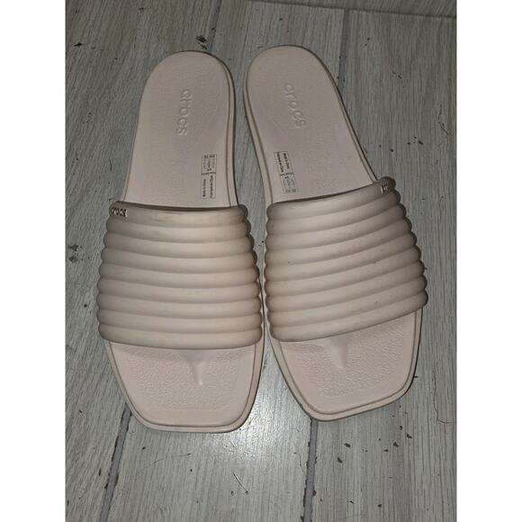 Crocs Women's Miami Slide Dew Size 6 Ribbed Cream Minimalist Summer Read - Picture 9 of 9